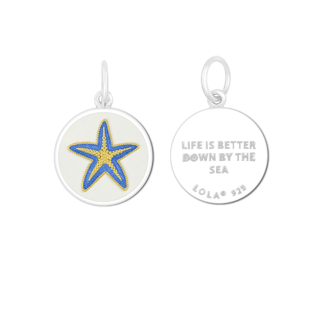 LOLA Small Gold Starfish Pendant with Periwinkle Outline