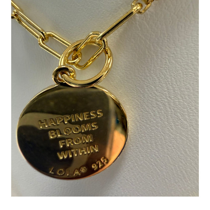 Lola Small 19mm Happiness Blooms Pendant - Gold &amp; White