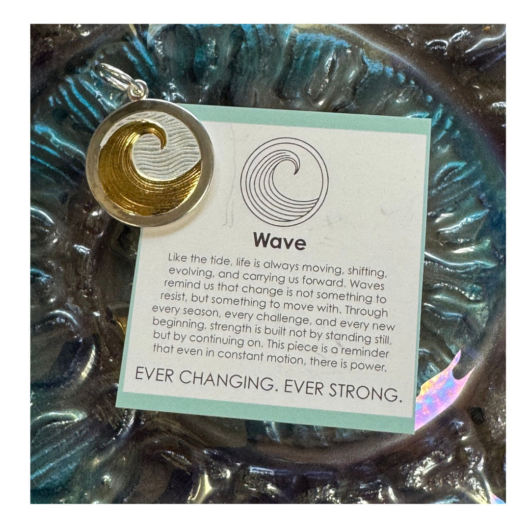 Lola Wave Pendant - Medium Mixed Metal with Alpine White Enamel