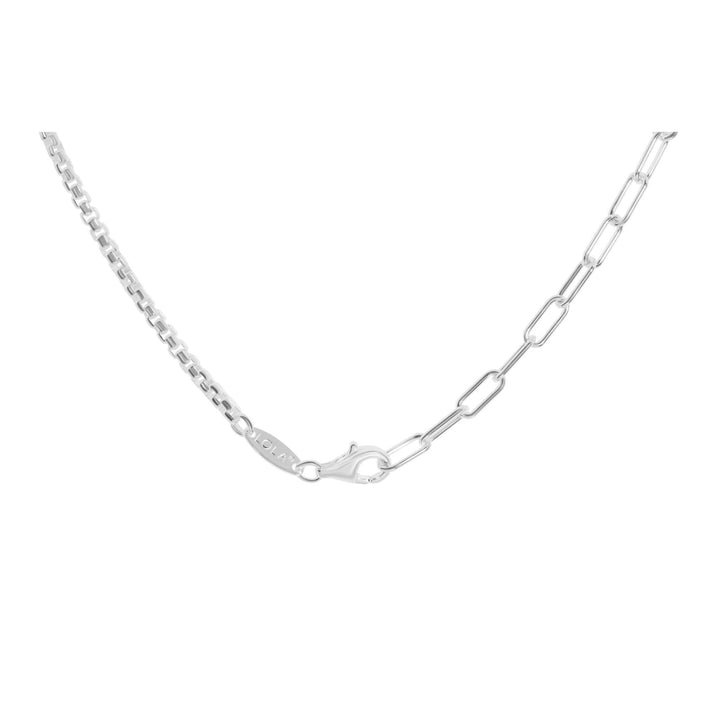 Lola Silver Split Chain Necklace - 18" Oval Link &amp; Rounded Box Chain/3.5mm