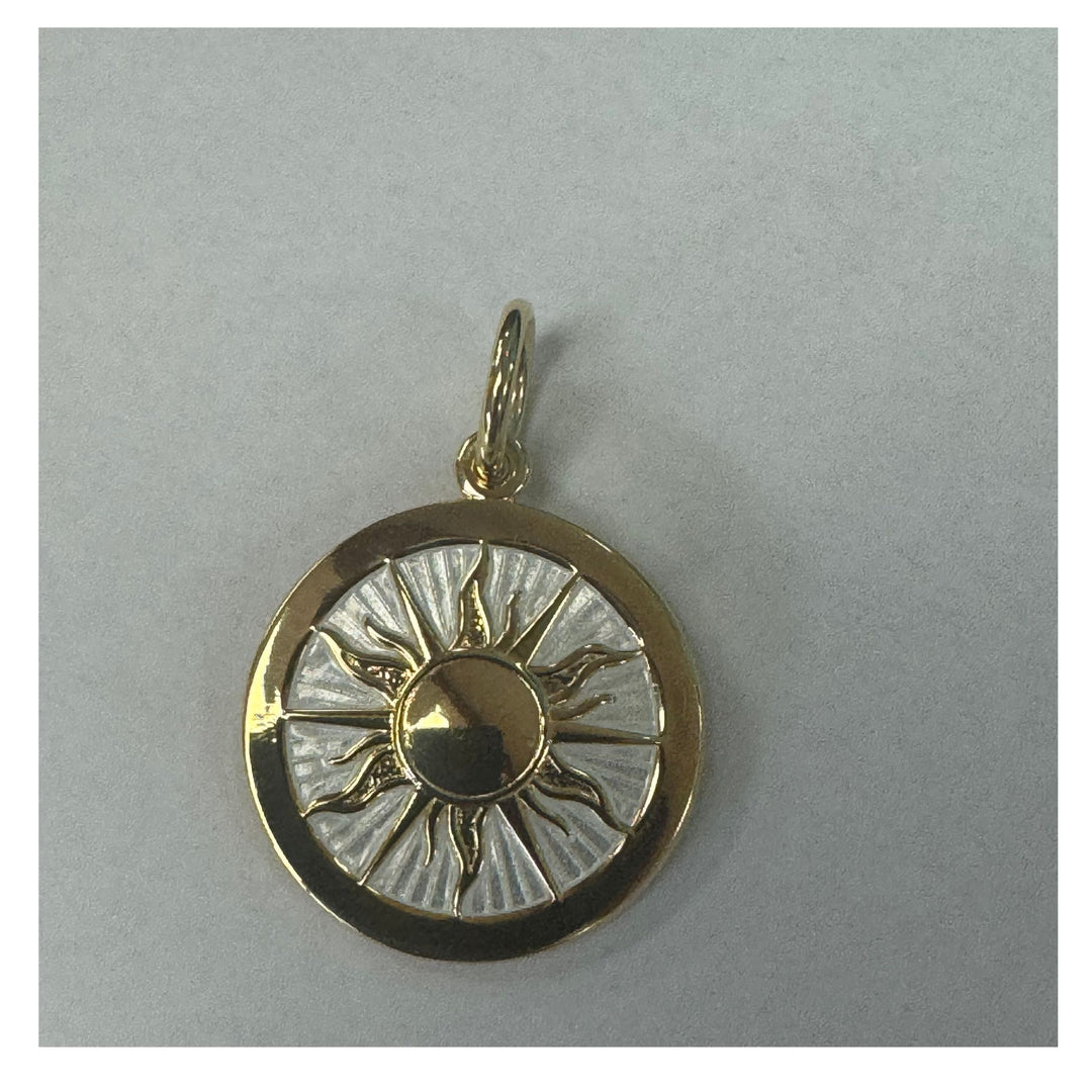Lola Sunshine Soul Pendant - Medium Alpine White &amp; Gold Sun Charm
