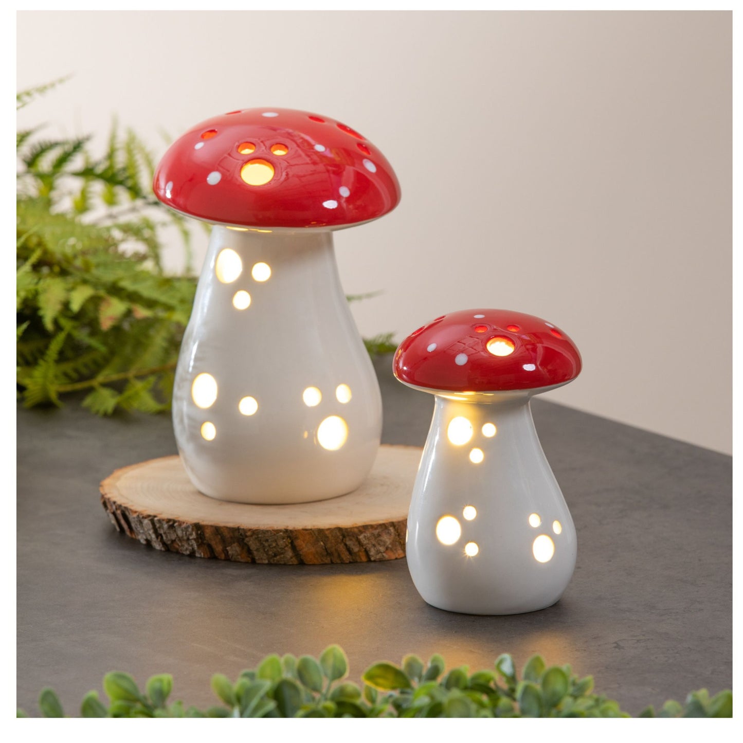 Decor - LED Ceramic Mushroom Table Decoration Set of 2