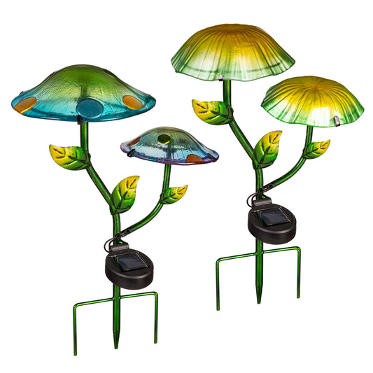 Decor - Mushroom Glass Solar Garden Stake