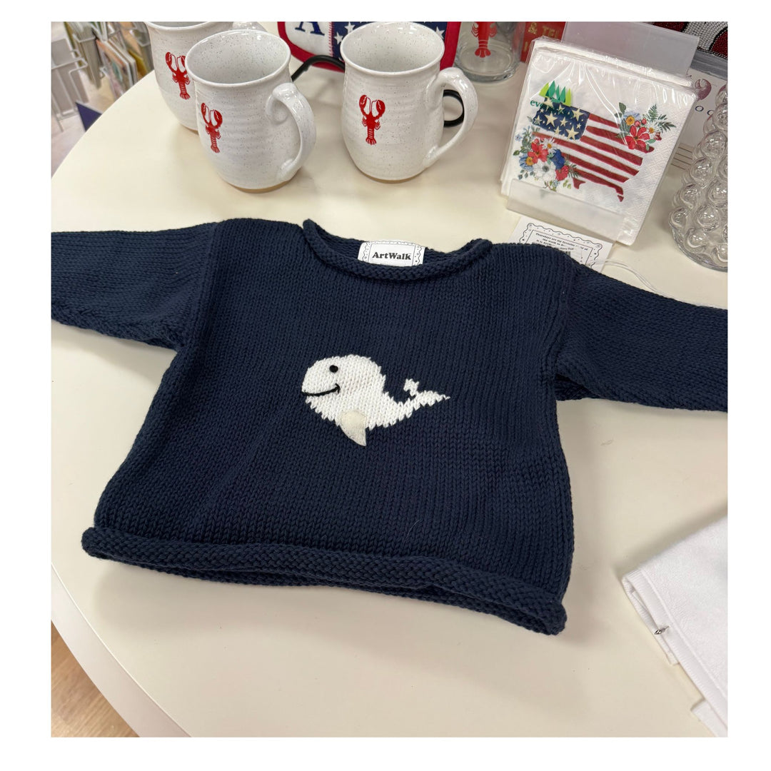 Art Walk Baby Whale Sweater - 100% Cotton Knit (6M-18M)