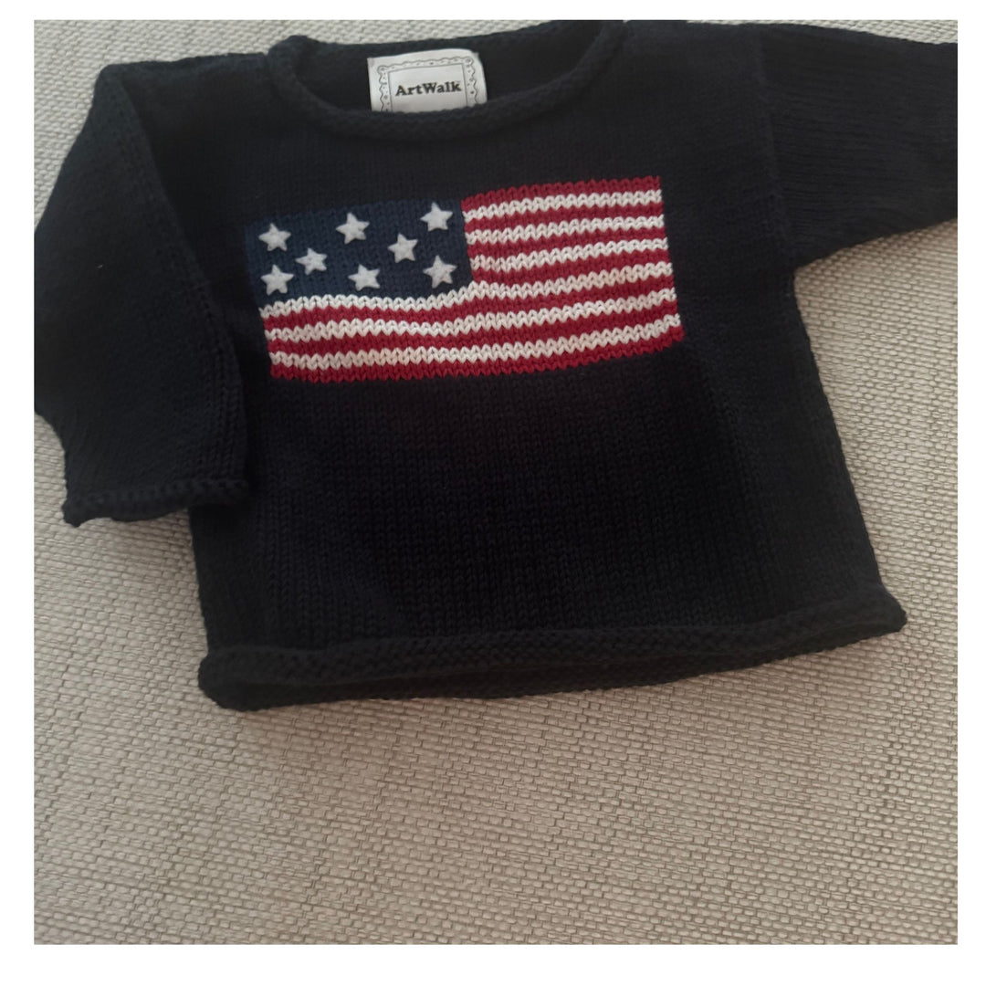 Art Walk Baby American Flag Sweater - 100% Cotton Knit (6M-18M)