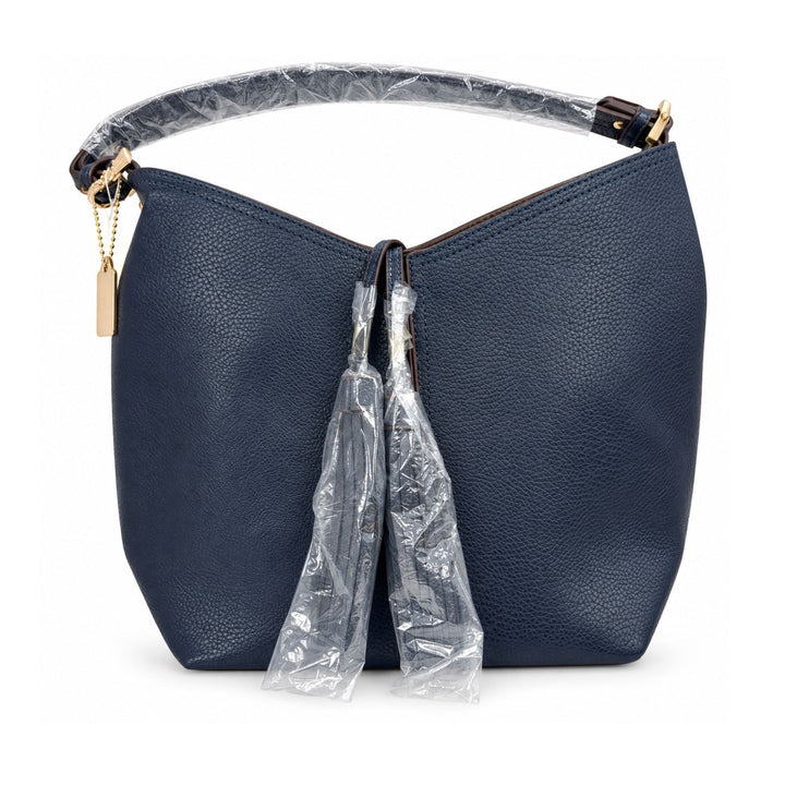 Tassel Hobo Handbag with Matching Pouch &amp; Crossbody Strap - Gray or Navy