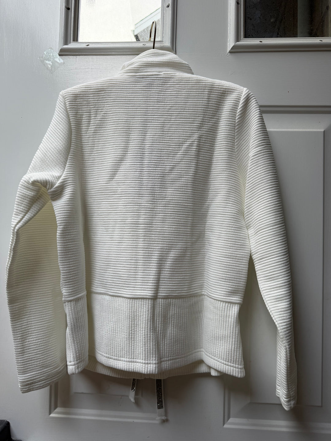 Picadilly Off-White Textured Zip Jacket with Sparkle Drawstring