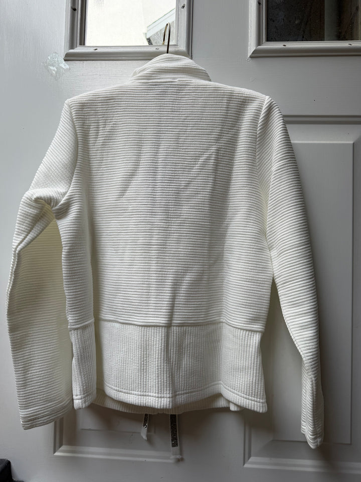 Picadilly Off-White Textured Zip Jacket with Sparkle Drawstring