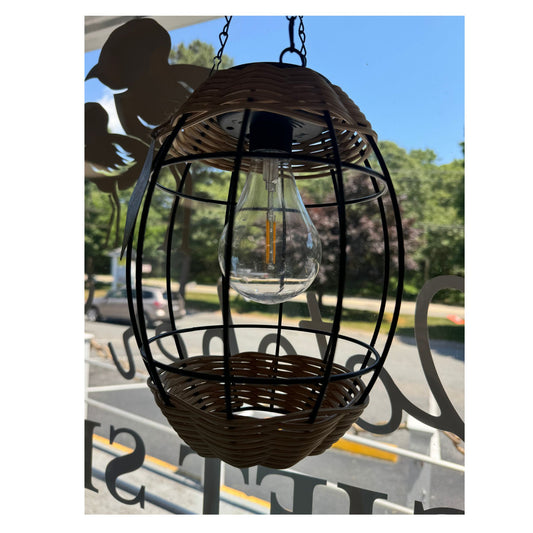 Decor - Rattan Solar Hanging Lantern Oval Shape