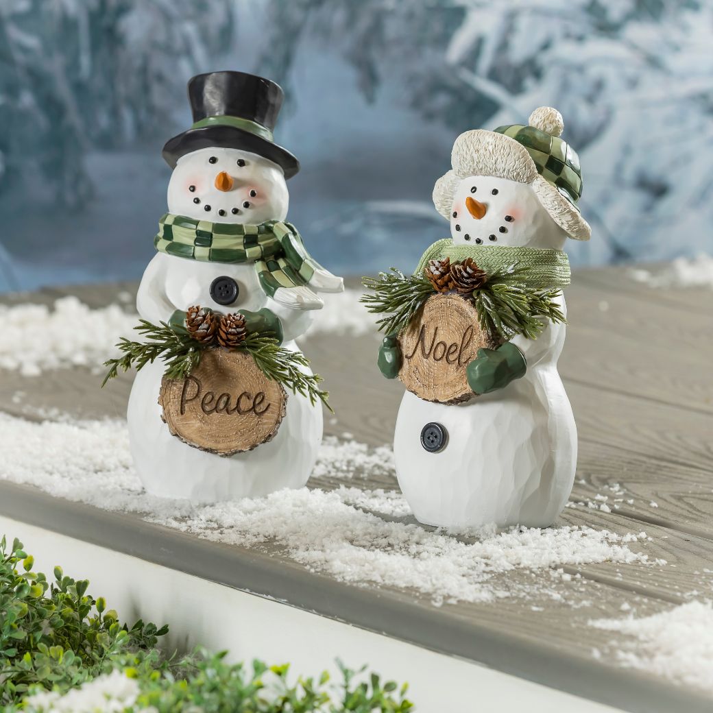 Decor Snowmen Noel & Peace Statues