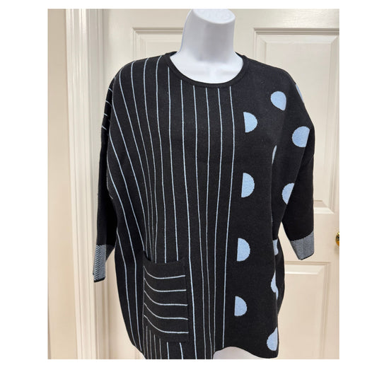 3/4 Sleeve Striped Polka Dot Top