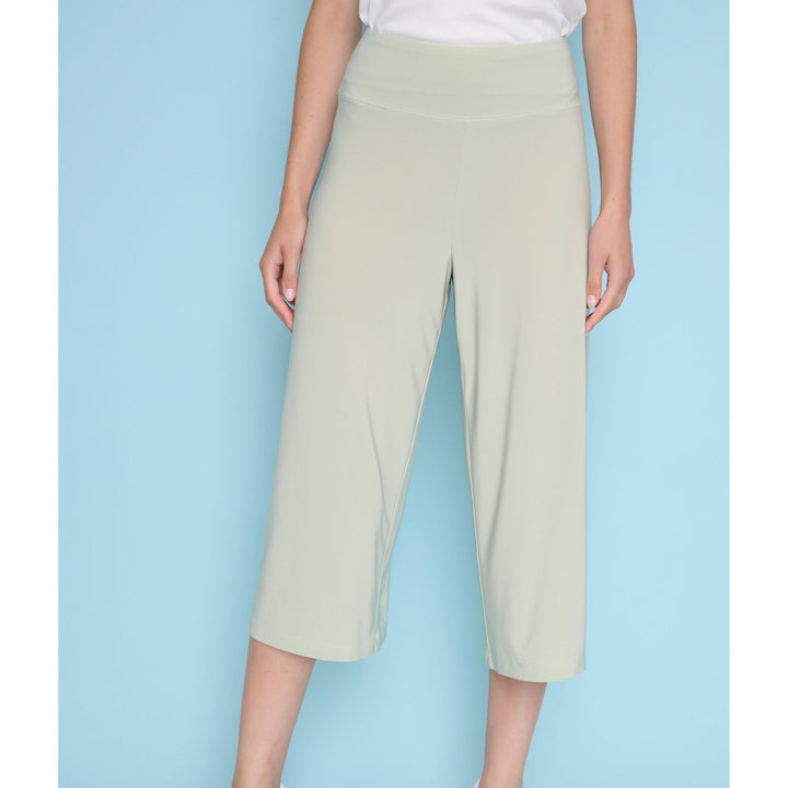 Picadilly Celery Wide-Leg Capri Pants--Easy Pull-on Travel Style