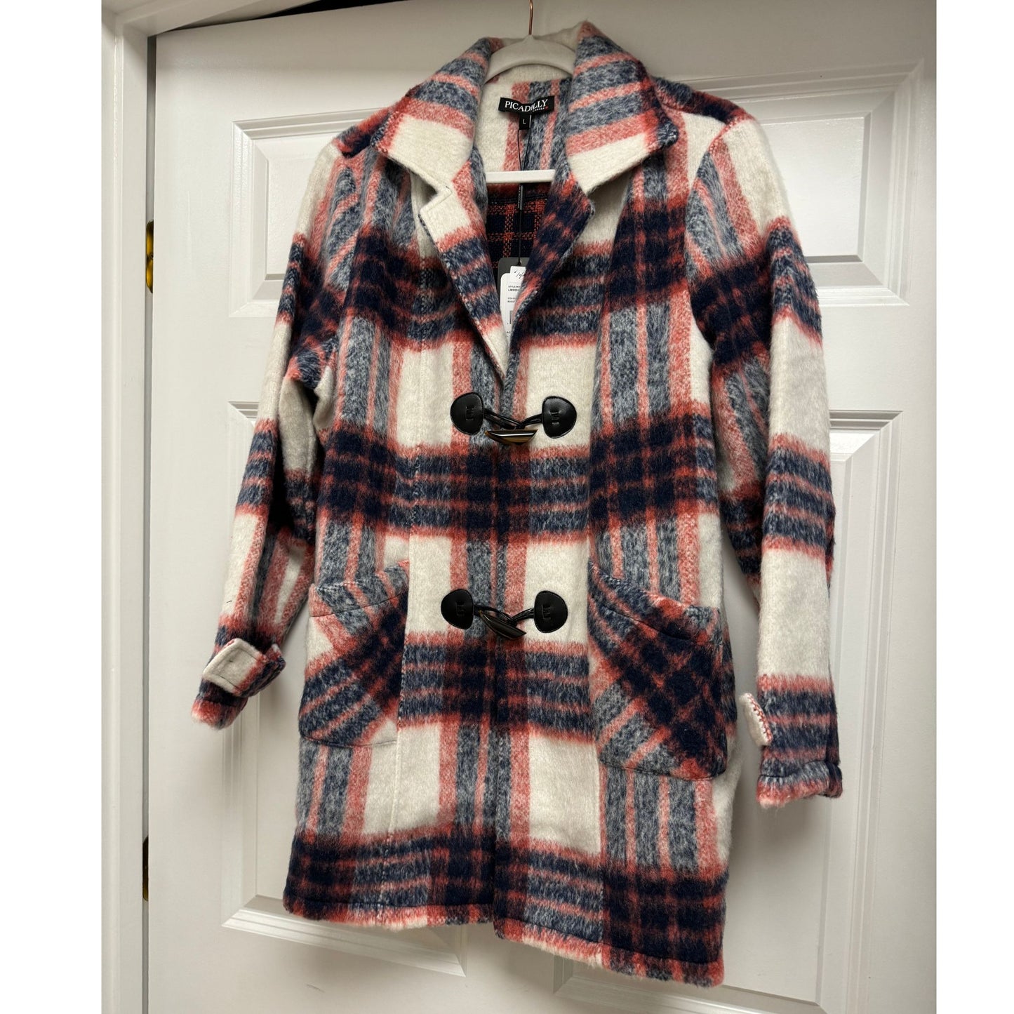 Picadilly Plaid Toggle Jacket, Rosette Multi