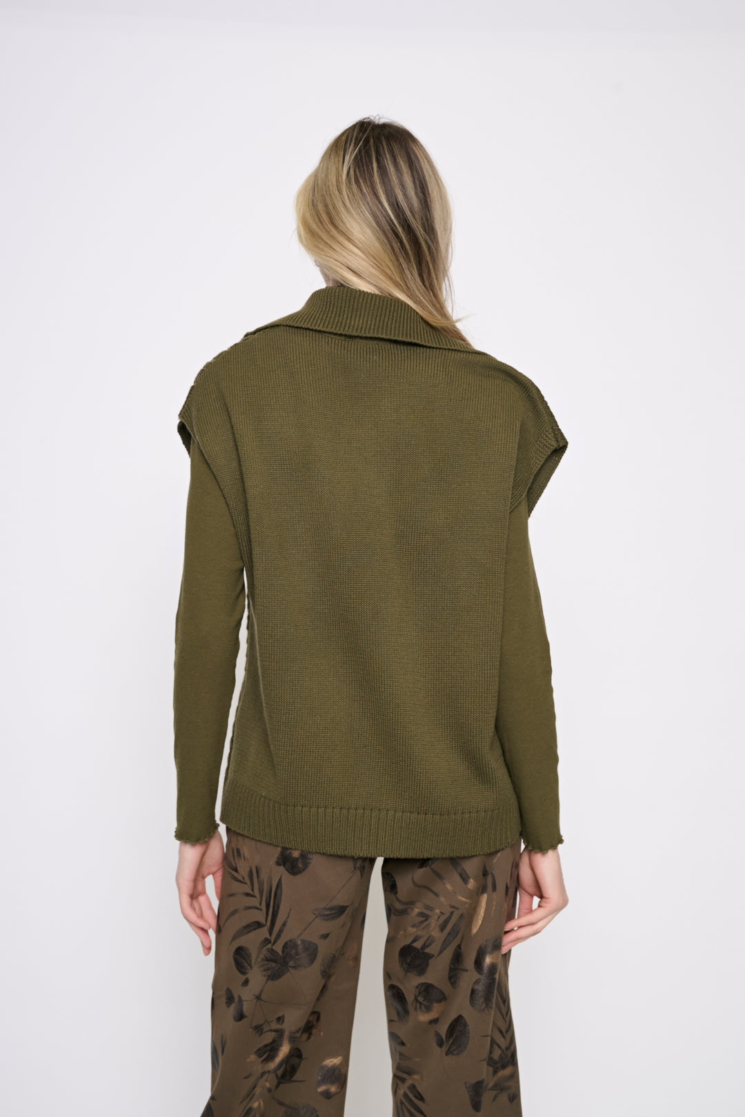 Picadilly Cable Knit Zip Front Sweater Vest - Sandstone or Dark Olive