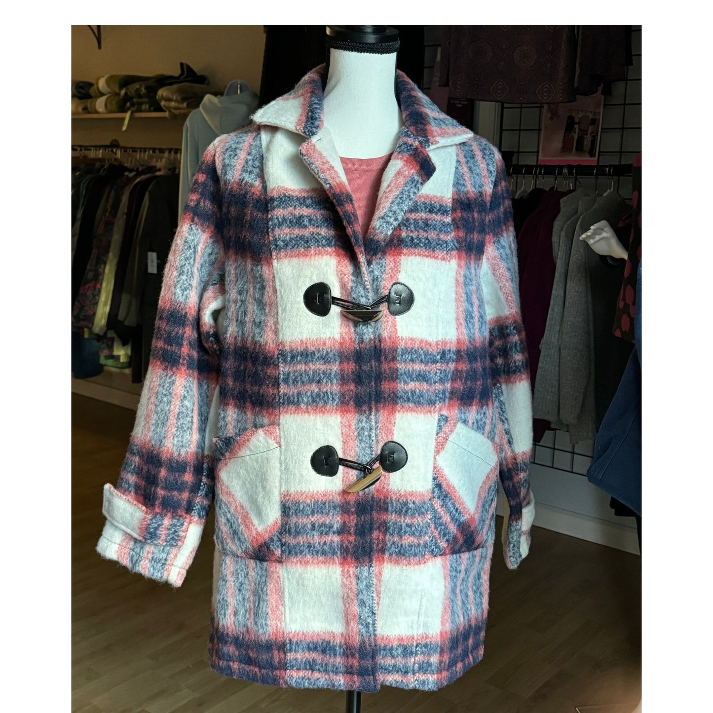 Picadilly Plaid Toggle Jacket, Rosette Multi