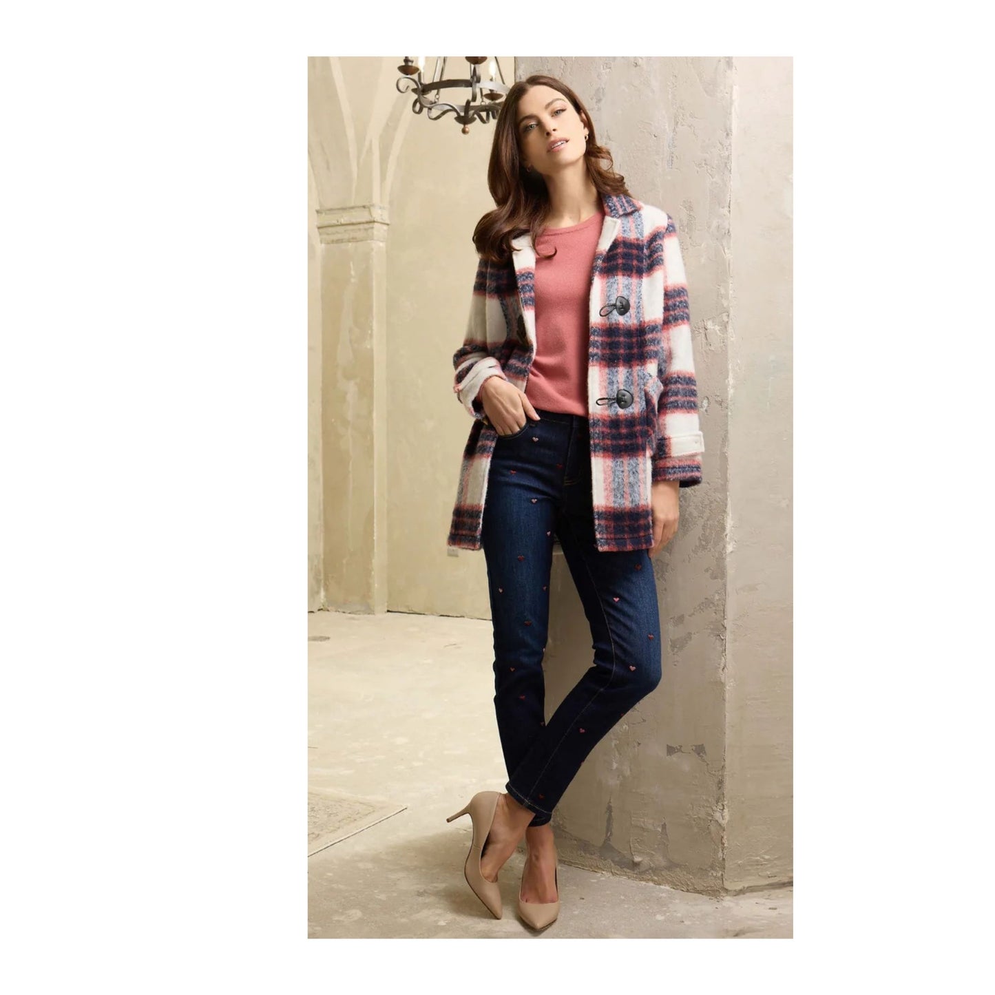 Picadilly Plaid Toggle Jacket, Rosette Multi