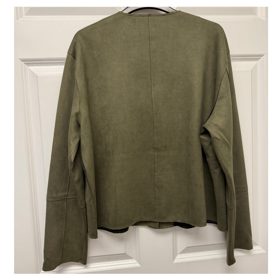 Picadilly Faux-Suede Button Jacket - Capers Olive
