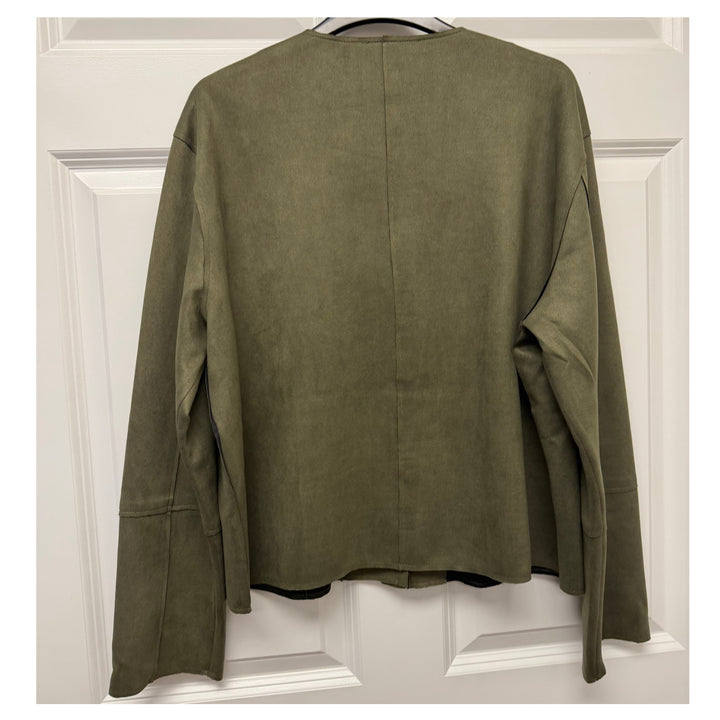 Picadilly Faux-Suede Button Jacket - Capers Olive