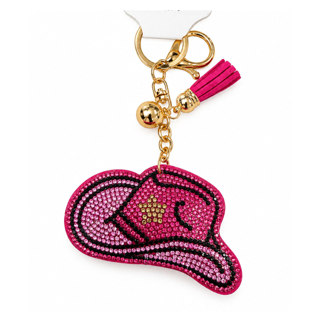 Pink Rhinestone Cowboy Hat Keychain &amp; Bag Charm