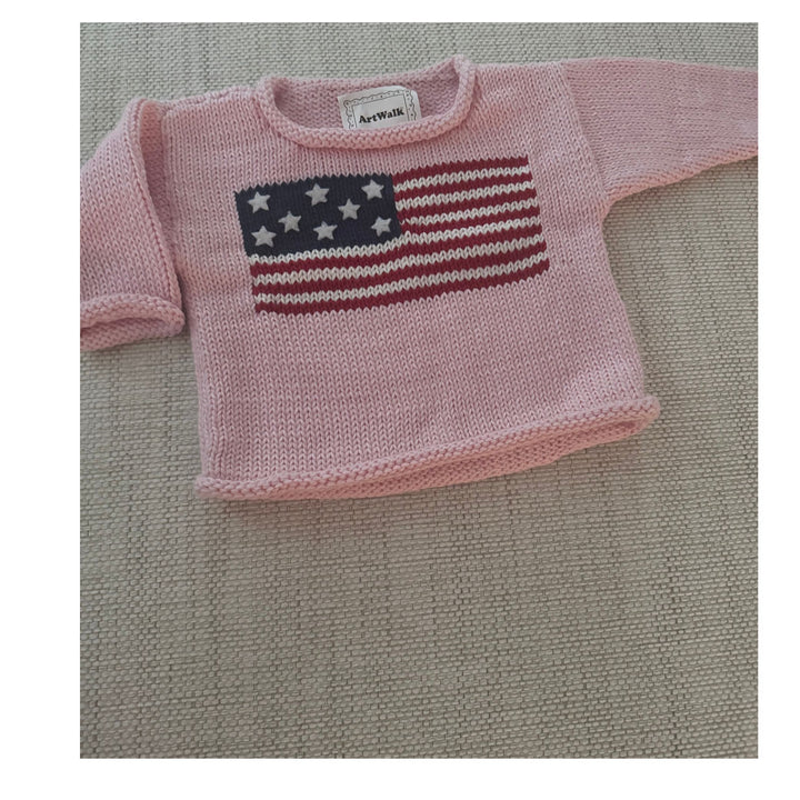 Art Walk Baby American Flag Sweater - 100% Cotton Knit (6M-18M)