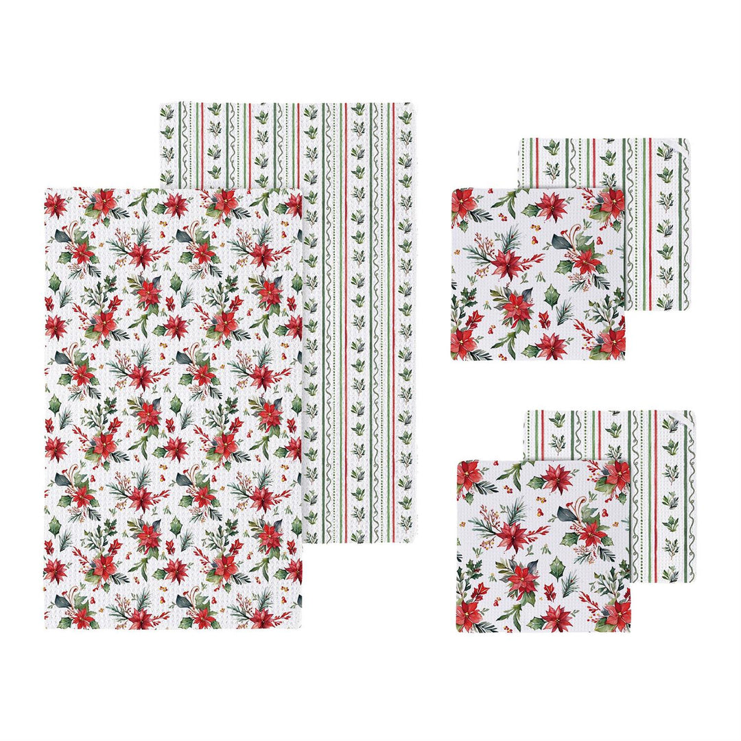 Pointsetta Quick-Dry Kitchen towel &amp; Dish Cloth Set