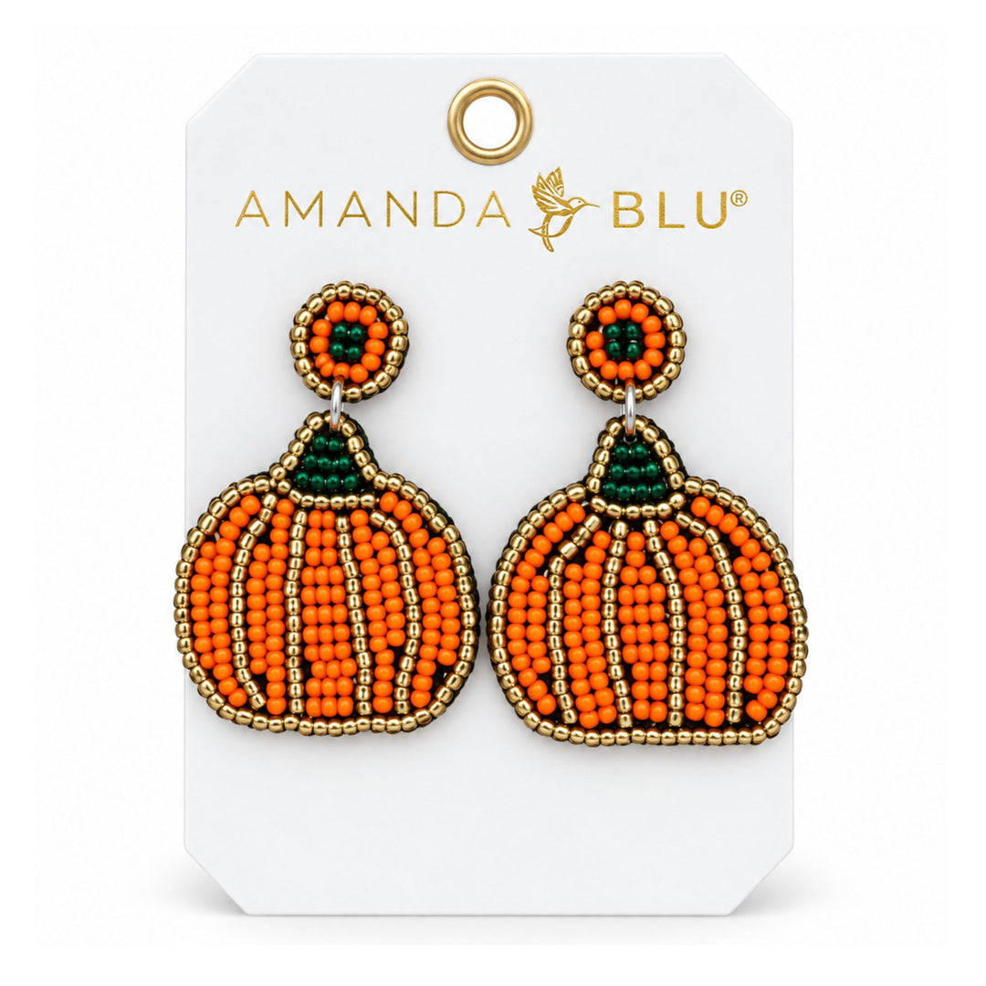 Amanda Blu Beaded Pumpkin Drop Earrings