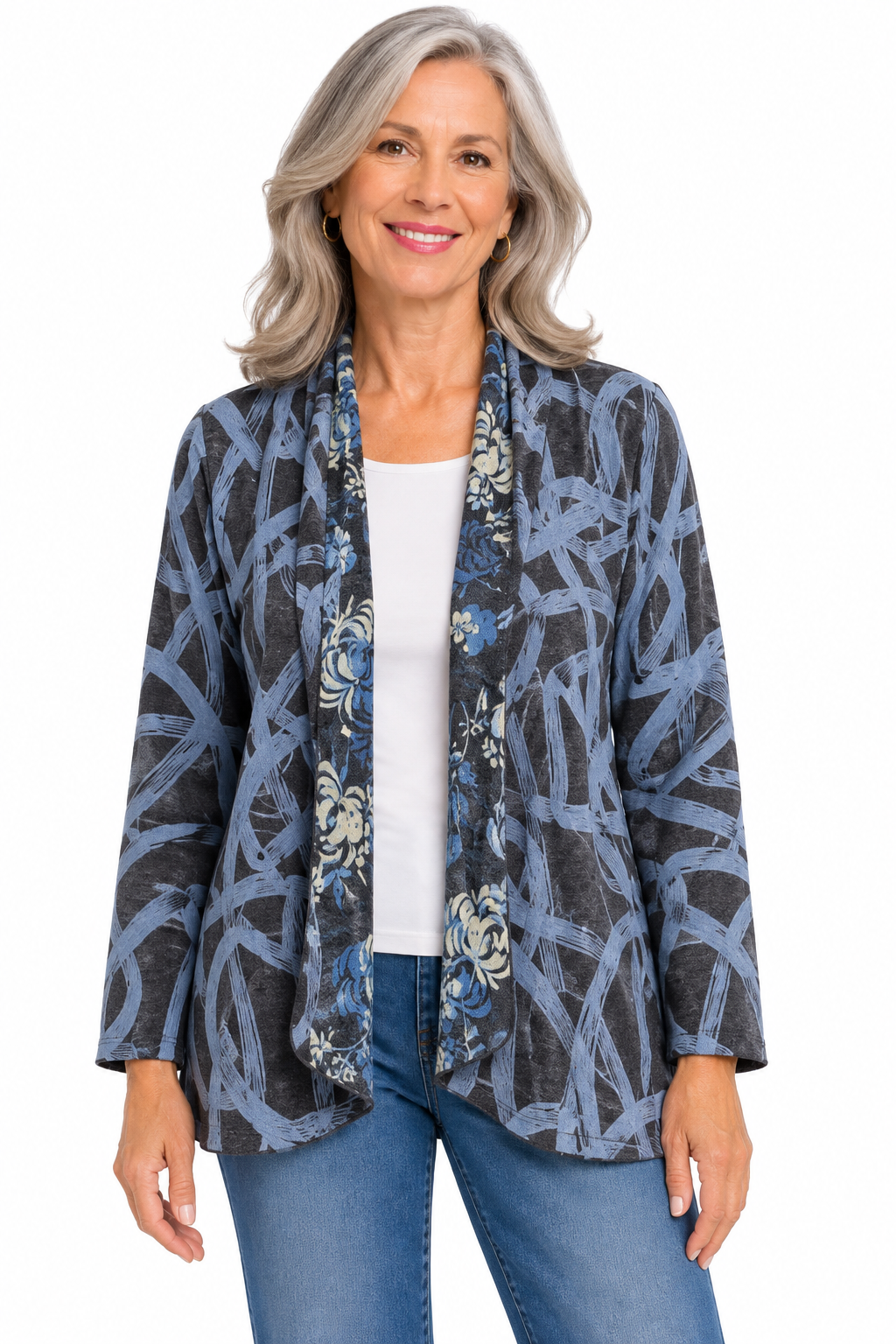 Trisha Tyler Reversible Blue &amp; Black Cardigan