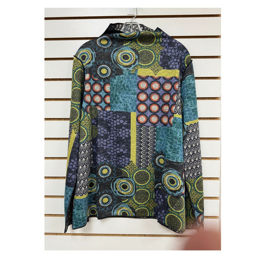 Reversible Top Multi Colored Mock Neck