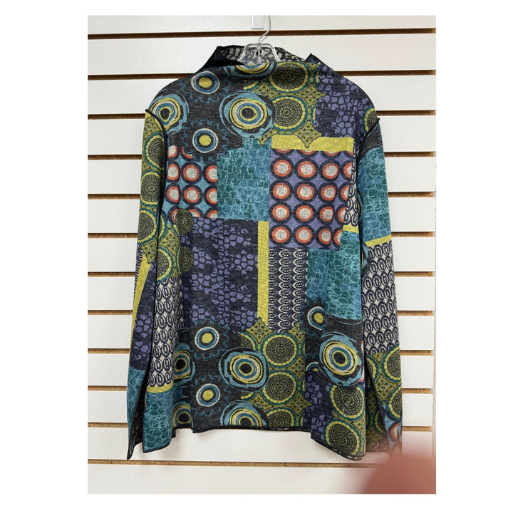 Reversible Top Multi Colored Mock Neck
