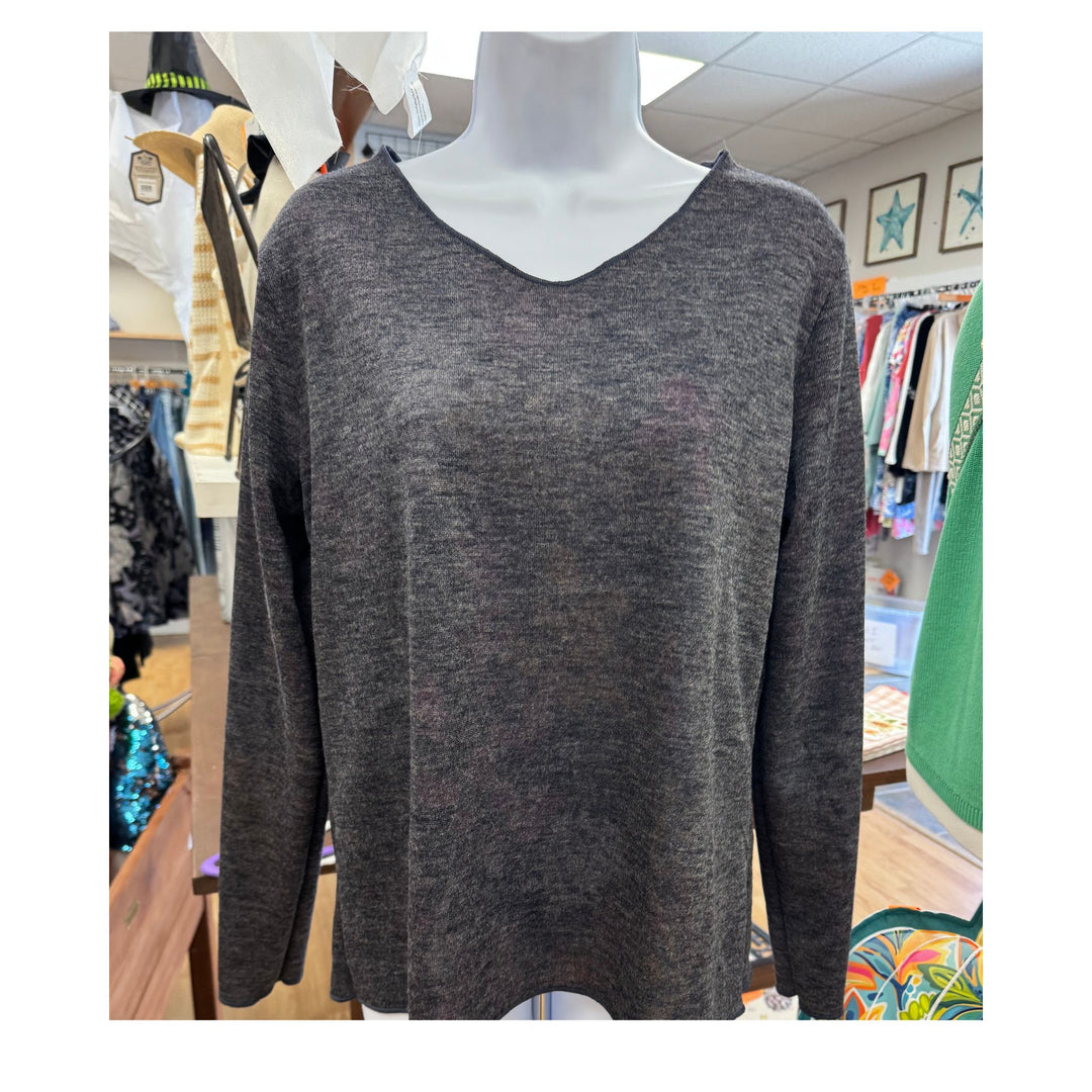 Reversible V Neck Long Sleeve Top