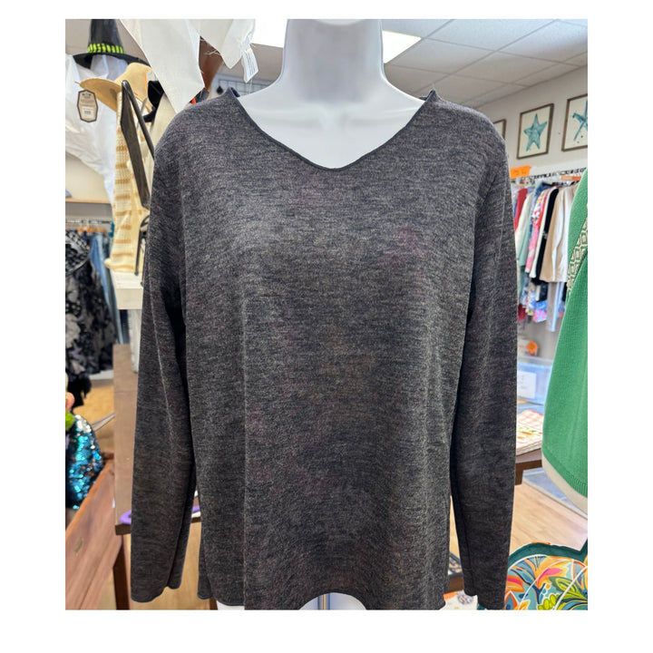 Reversible V Neck Long Sleeve Top