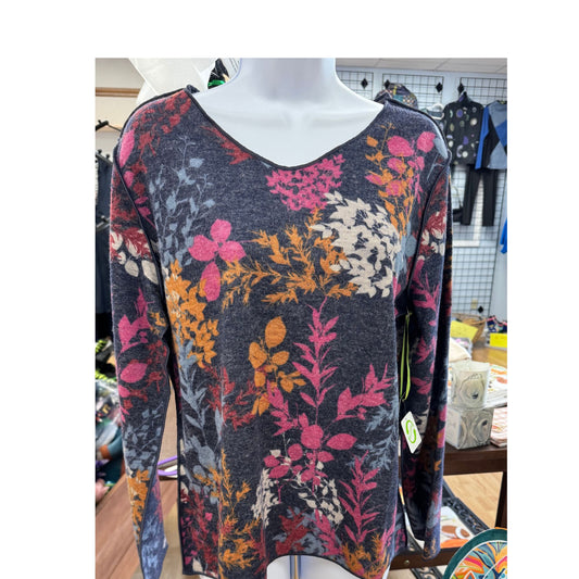 Reversible V Neck Long Sleeve Top