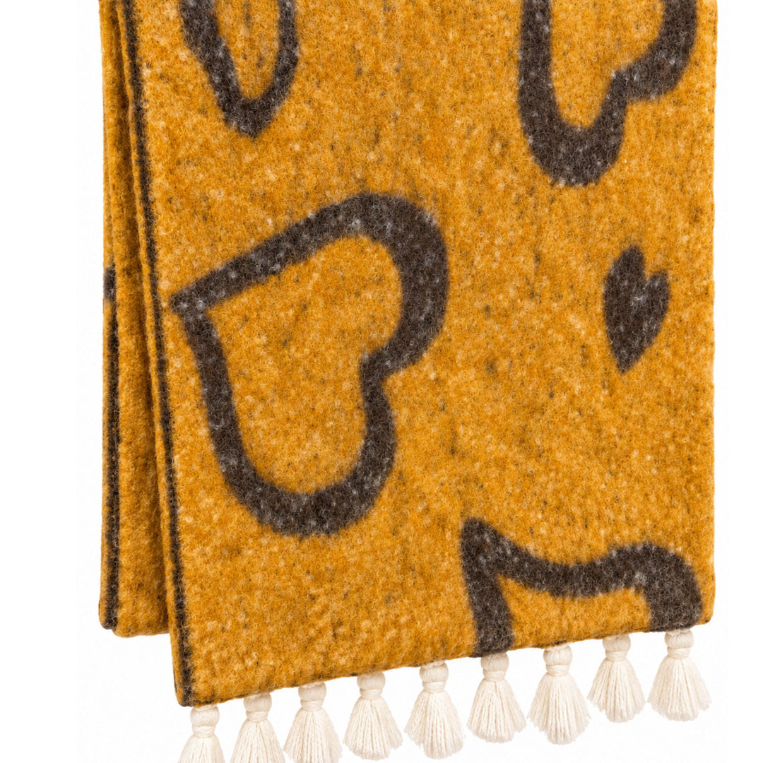 Cozy Oversized Heart Print Scarf with Tassels
