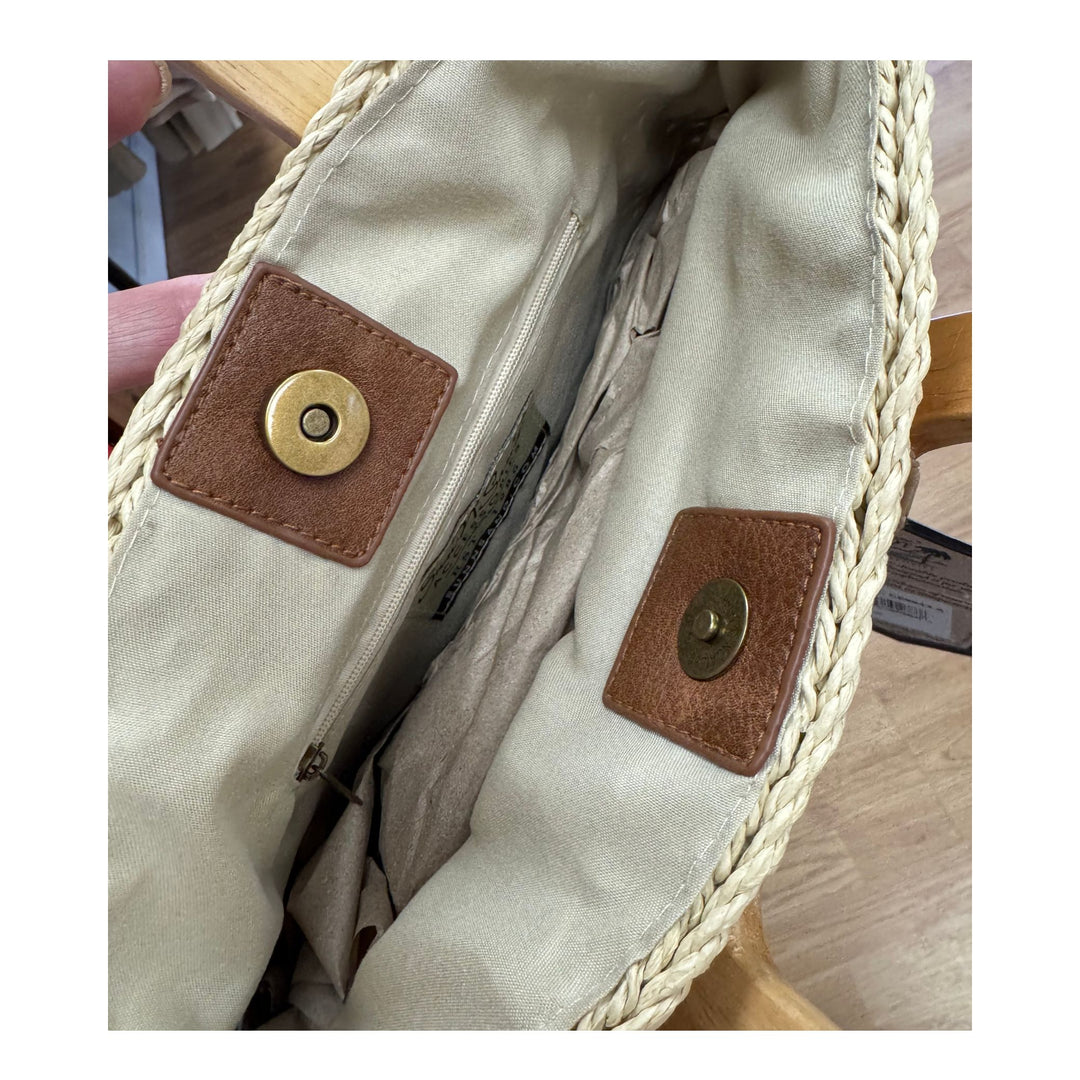 Natural Straw Handbag with Shell Accents &amp; Wood Handles/Coastal Statement Tote