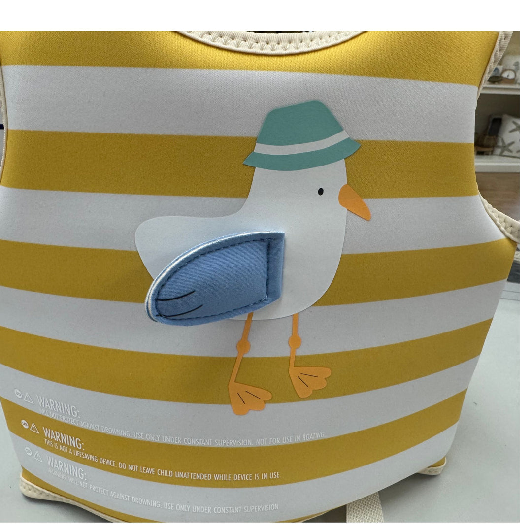 Sunnylife Sid the Seagull Kids Swim Vest/Mustard Stripe/Ages 2-3 &amp; 3-6 Years
