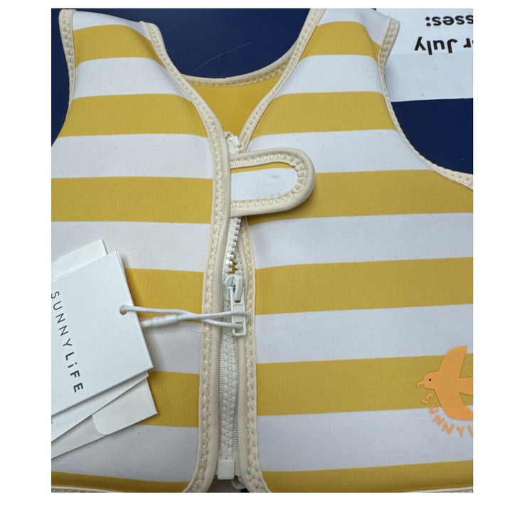 Sunnylife Sid the Seagull Kids Swim Vest/Mustard Stripe/Ages 2-3 &amp; 3-6 Years