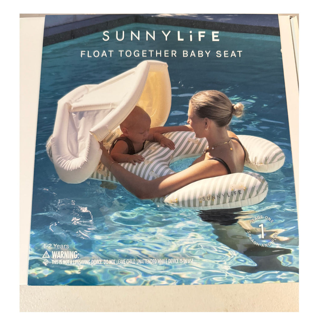 Sunnylife Float Together Baby Seat/Dex the Duck/Sage Stripe/Ages 1-2 Years