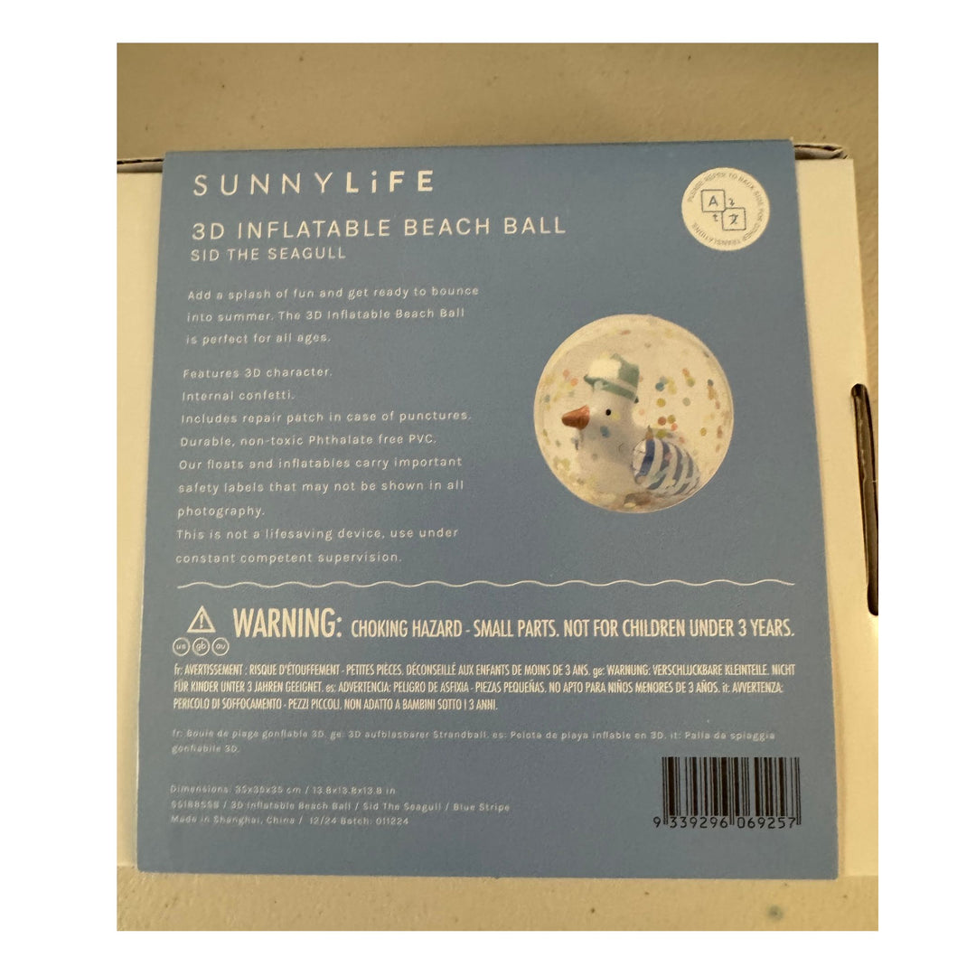 Sunnylife Sid the Seagull 3D Inflatable Beach Ball / Confetti Filled