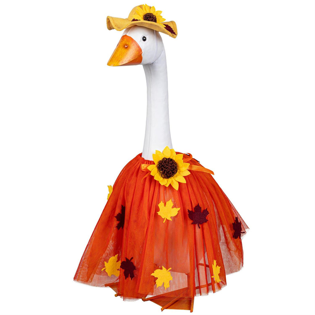 Giddy Harvest Goose Outfit - Sunflower &amp; Autumn Leaves Porch Goose Costume