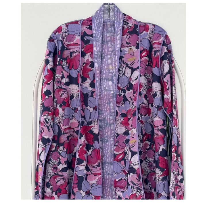 Lightweight Lavender/Pink Floral Reversible Layering Cardigan