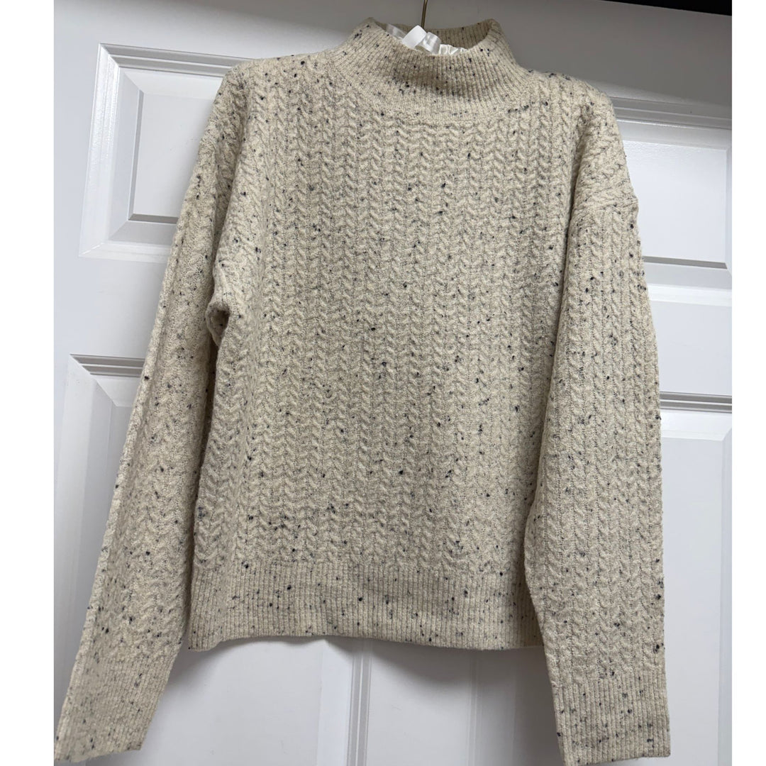 Trisha Tyler Natural Heather Textured Mock Neck Sweater