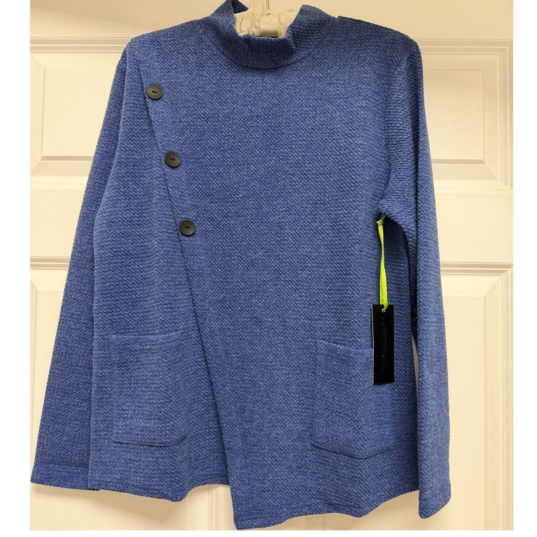 Trisha Tyler Cobalt Blue Asymmetric Button Jacket