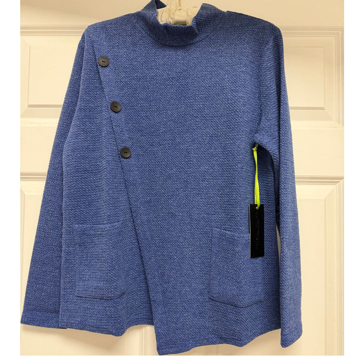 Trisha Tyler Cobalt Blue Asymmetric Button Jacket
