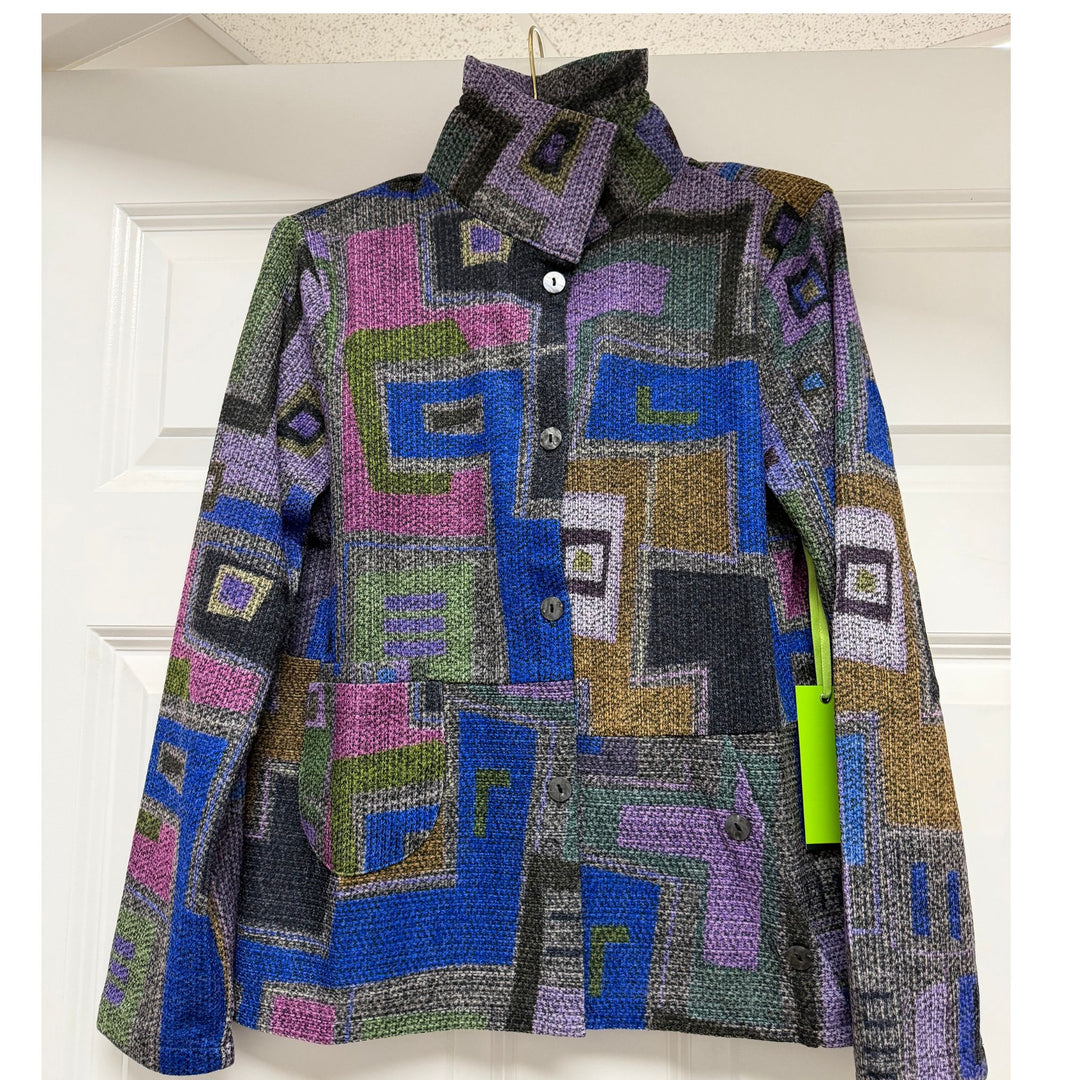 Trisha Tyler Multicolor Geometric Print Knit Jacket