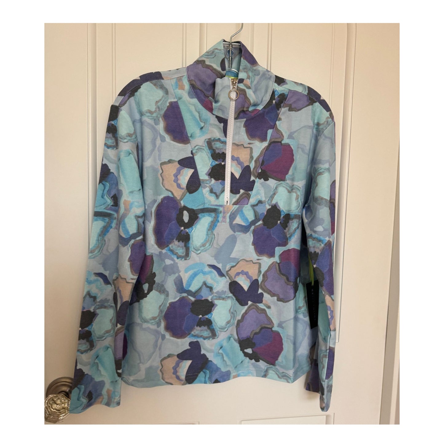 Azure Abstract French Terry 1/4 Zip Pullover