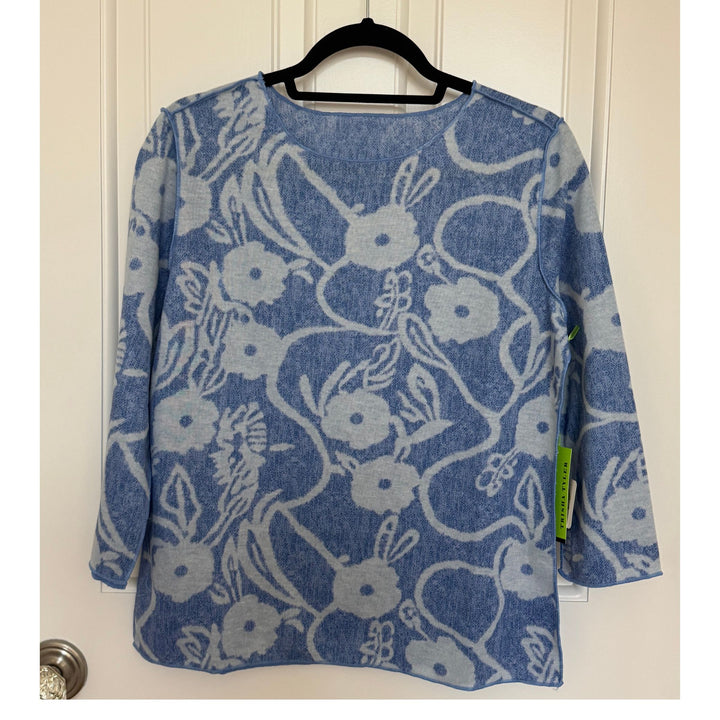 Azure Bloom 2-in-1 Reversible Floral Crew Neck Top