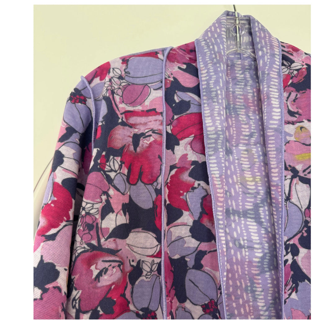 Lightweight Lavender/Pink Floral Reversible Layering Cardigan