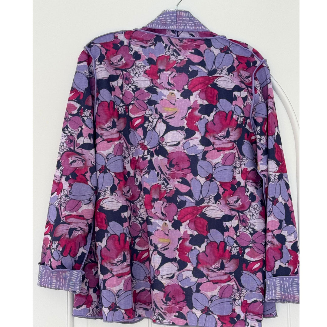 Lightweight Lavender/Pink Floral Reversible Layering Cardigan
