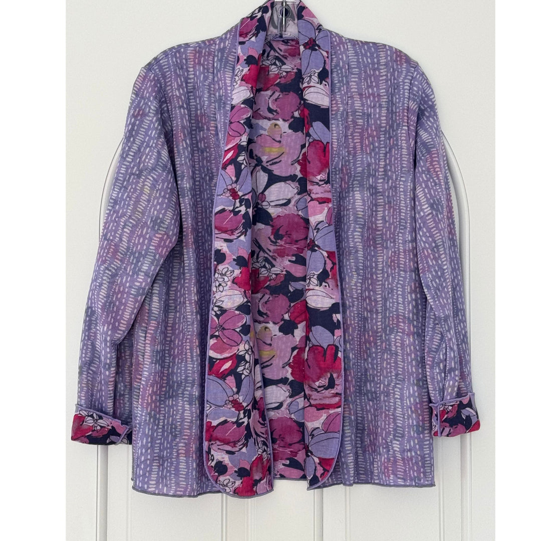 Lightweight Lavender/Pink Floral Reversible Layering Cardigan