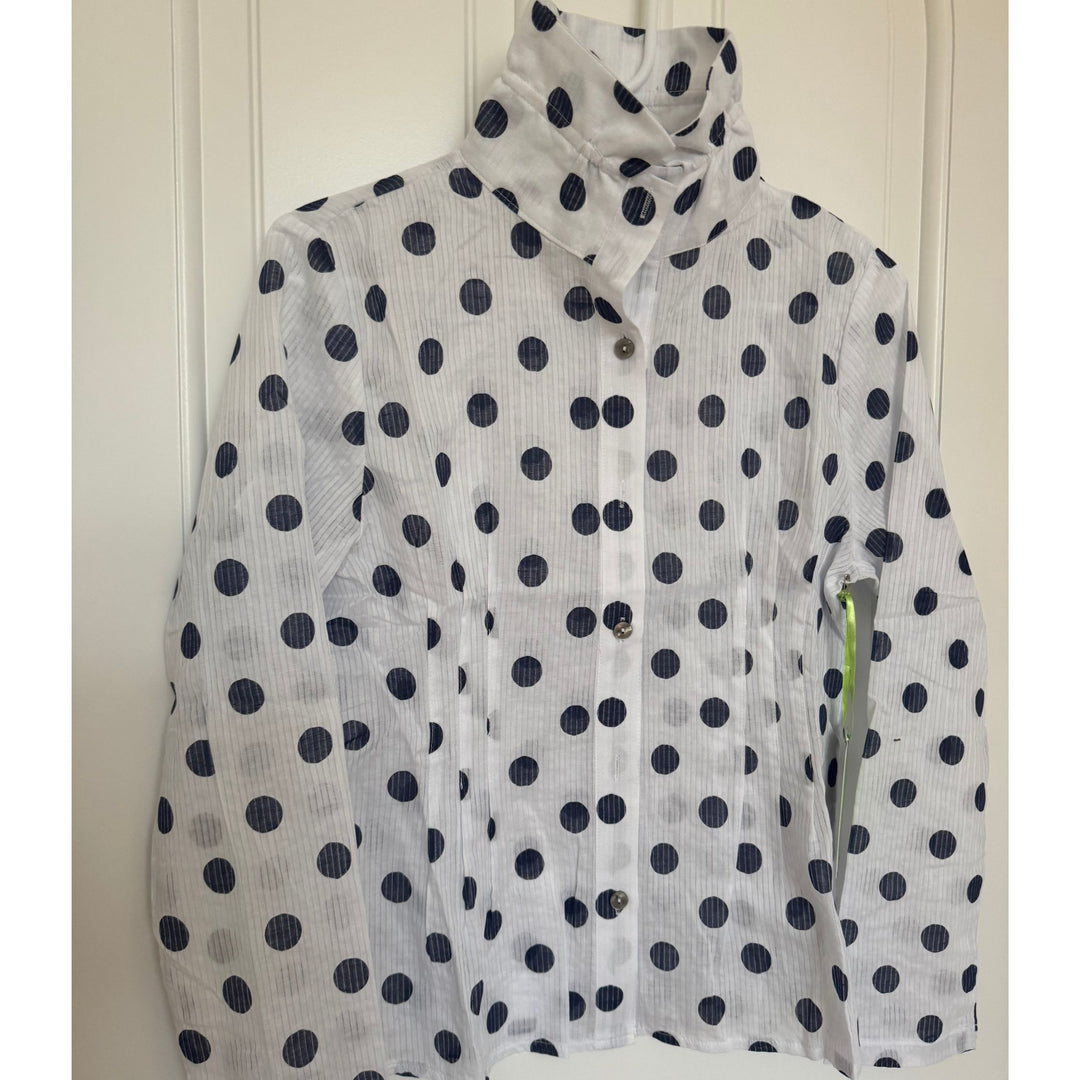Navy Polka Dot White Crinkle Shirt Jacket